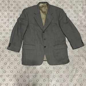 VTG Oscar De La Renta Men's Gray Blue Houndstooth Sport Coat Sz 40R 100% Wool